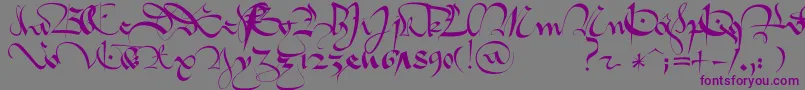 1413   Gothique Cursive Font – Purple Fonts on Gray Background