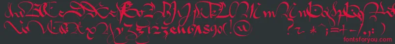 1413   Gothique Cursive-fontti – punaiset fontit mustalla taustalla