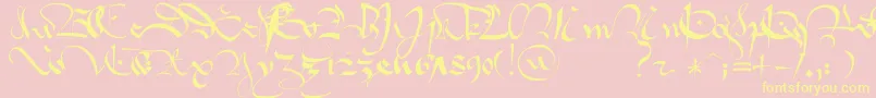 1413   Gothique Cursive Font – Yellow Fonts on Pink Background