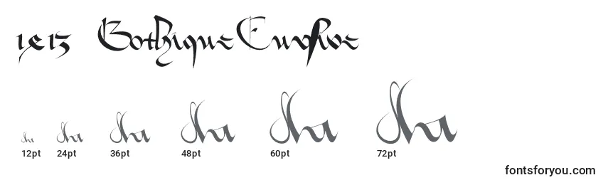 1413   Gothique Cursive Font Sizes