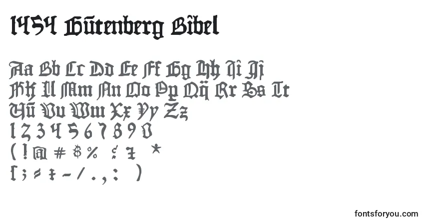 A fonte 1454 Gutenberg Bibel – alfabeto, números, caracteres especiais