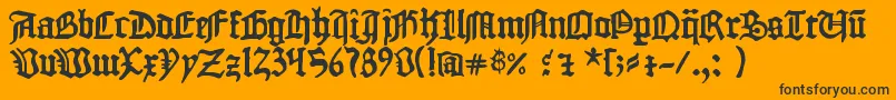 1454 Gutenberg Bibel-Schriftart – Schwarze Schriften auf orangefarbenem Hintergrund