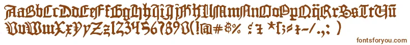 1454 Gutenberg Bibel-Schriftart – Braune Schriften auf weißem Hintergrund