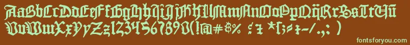 1454 Gutenberg Bibel-Schriftart – Grüne Schriften auf braunem Hintergrund