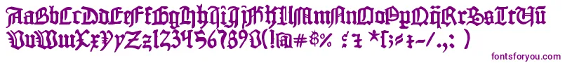 1454 Gutenberg Bibel-Schriftart – Violette Schriften auf weißem Hintergrund