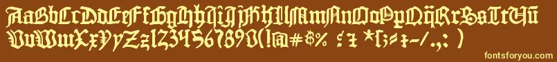 1454 Gutenberg Bibel-fontti – keltaiset fontit ruskealla taustalla