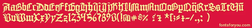 Fonte 1454 Gutenberg Bibel – fontes amarelas em um fundo vermelho