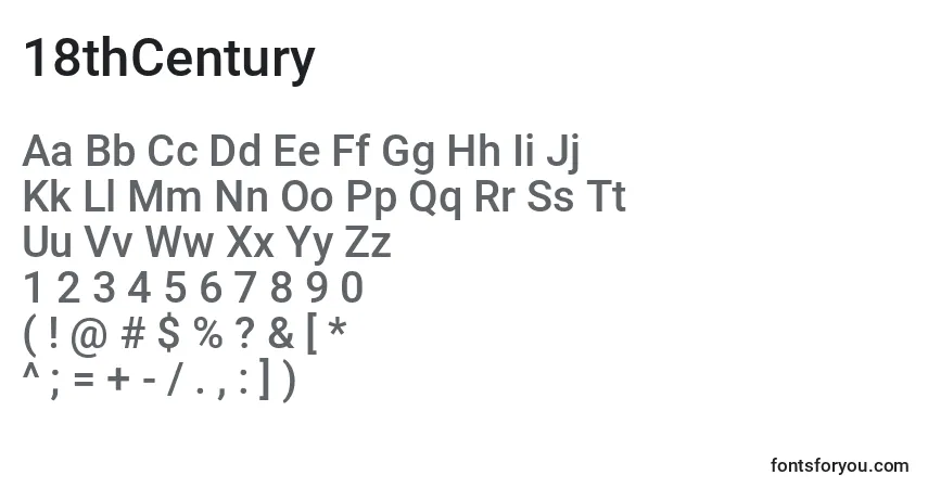 Schriftart 18thCentury (118474) – Alphabet, Zahlen, spezielle Symbole