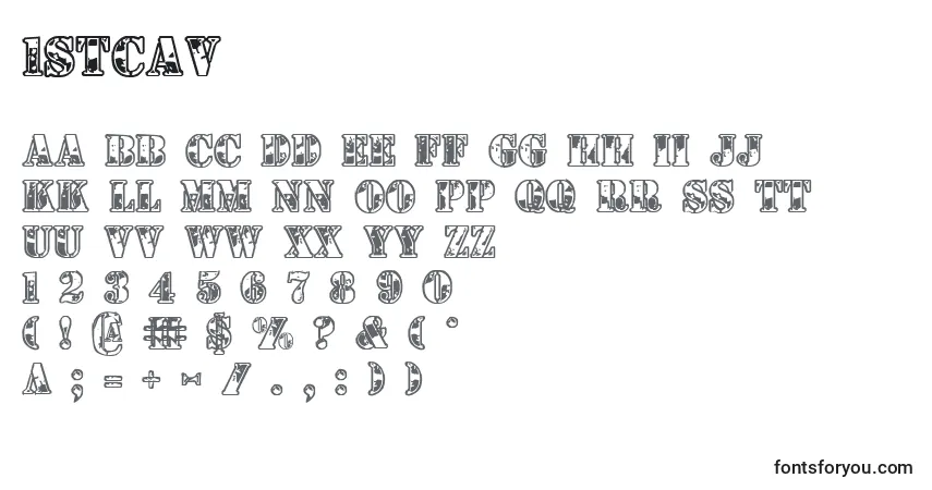 A fonte 1stcav (118478) – alfabeto, números, caracteres especiais