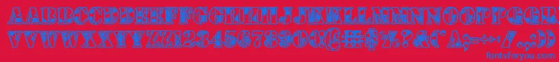 1stcav Font – Blue Fonts on Red Background