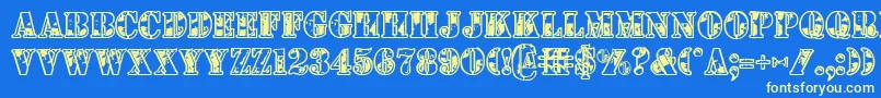 1stcav Font – Yellow Fonts on Blue Background