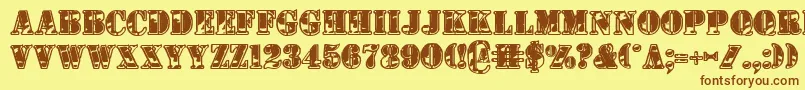 1stcav2 Font – Brown Fonts on Yellow Background