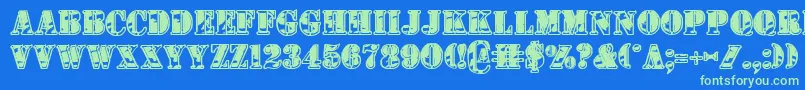 1stcav2 Font – Green Fonts on Blue Background