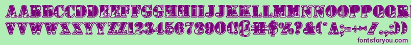 フォント1stcav2 – 緑の背景に紫のフォント