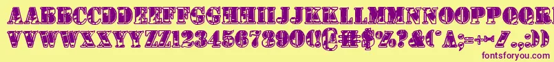 1stcav2-fontti – violetit fontit keltaisella taustalla