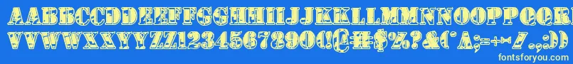 1stcav2-fontti – keltaiset fontit sinisellä taustalla