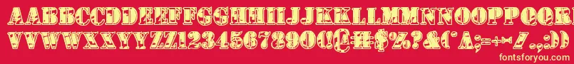 1stcav2-fontti – keltaiset fontit punaisella taustalla