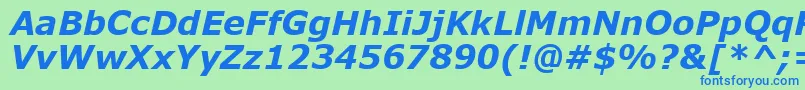 VerdanaKoi8BoldItalic-Schriftart – Blaue Schriften auf grünem Hintergrund