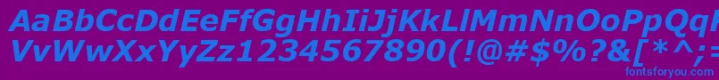 VerdanaKoi8BoldItalic-Schriftart – Blaue Schriften auf violettem Hintergrund