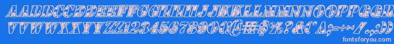 1stcavi Font – Pink Fonts on Blue Background