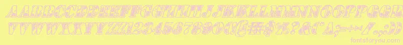 Czcionka 1stcavi – różowe czcionki na żółtym tle