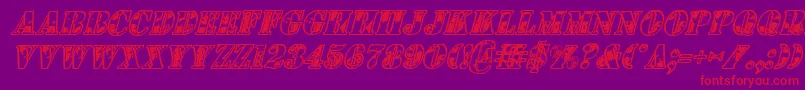 1stcavi-Schriftart – Rote Schriften auf violettem Hintergrund