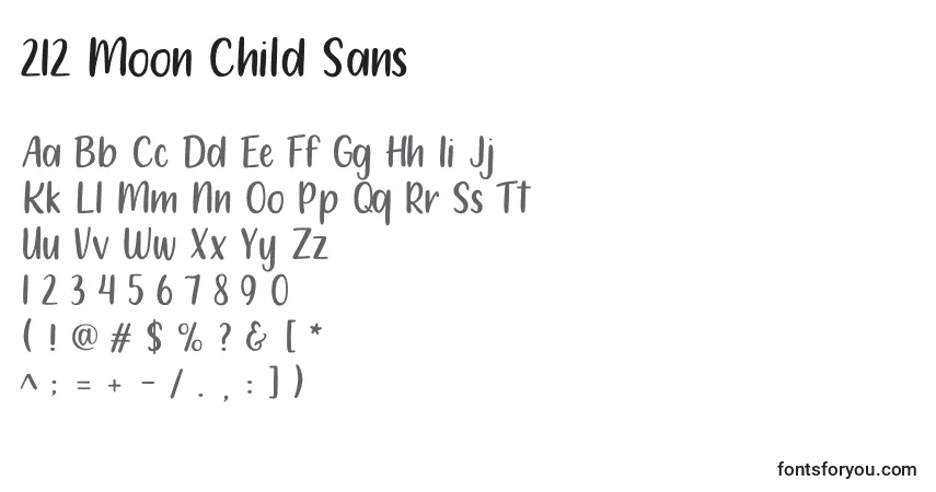 212 Moon Child Sansフォント–アルファベット、数字、特殊文字
