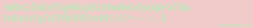 フォント212 Moon Child Sans – ピンクの背景に緑の文字