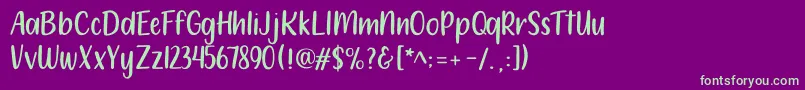 フォント212 Moon Child Sans – 紫の背景に緑のフォント