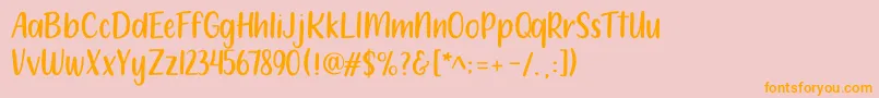 Fonte 212 Moon Child Sans – fontes laranjas em um fundo rosa
