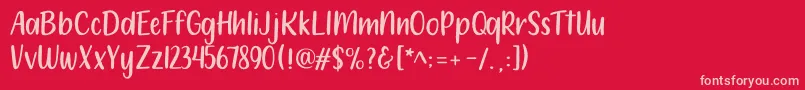 フォント212 Moon Child Sans – 赤い背景にピンクのフォント