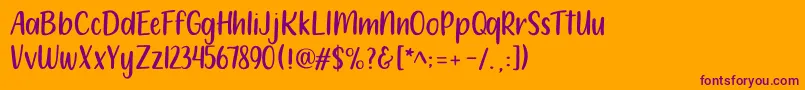 212 Moon Child Sans-Schriftart – Violette Schriften auf orangefarbenem Hintergrund