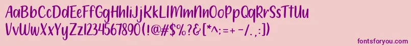 フォント212 Moon Child Sans – ピンクの背景に紫のフォント
