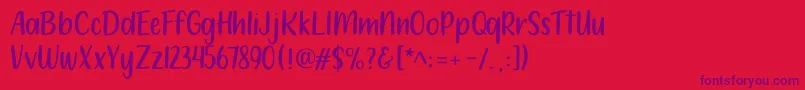 212 Moon Child Sans-Schriftart – Violette Schriften auf rotem Hintergrund
