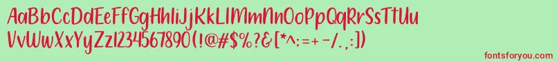 フォント212 Moon Child Sans – 赤い文字の緑の背景