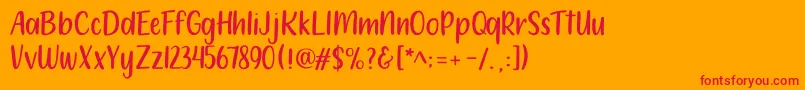 212 Moon Child Sans-Schriftart – Rote Schriften auf orangefarbenem Hintergrund