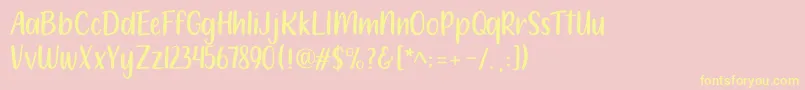 Fonte 212 Moon Child Sans – fontes amarelas em um fundo rosa