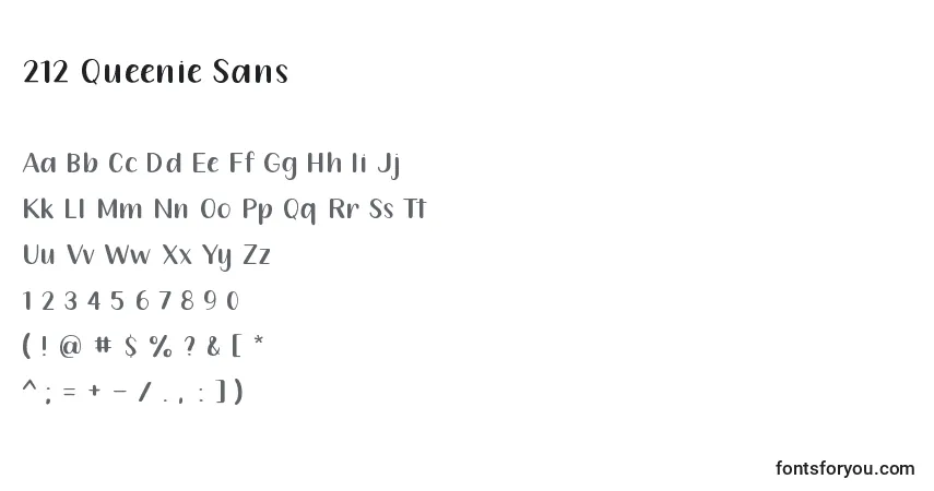 Шрифт 212 Queenie Sans – алфавит, цифры, специальные символы
