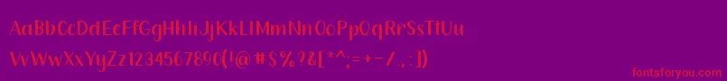 212 Queenie Sans Font – Red Fonts on Purple Background