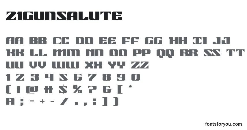 Schriftart 21gunsalute (118491) – Alphabet, Zahlen, spezielle Symbole