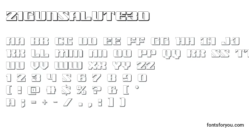 Czcionka 21gunsalute3d (118493) – alfabet, cyfry, specjalne znaki