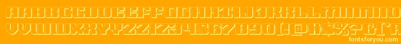 21gunsalute3d-Schriftart – Gelbe Schriften auf orangefarbenem Hintergrund