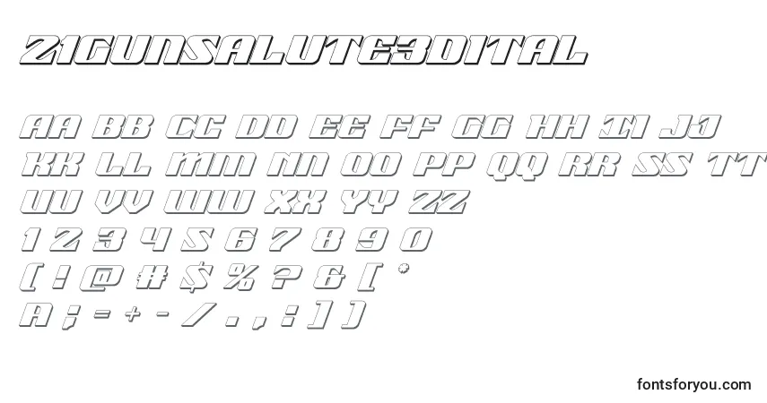 Fuente 21gunsalute3dital (118494) - alfabeto, números, caracteres especiales