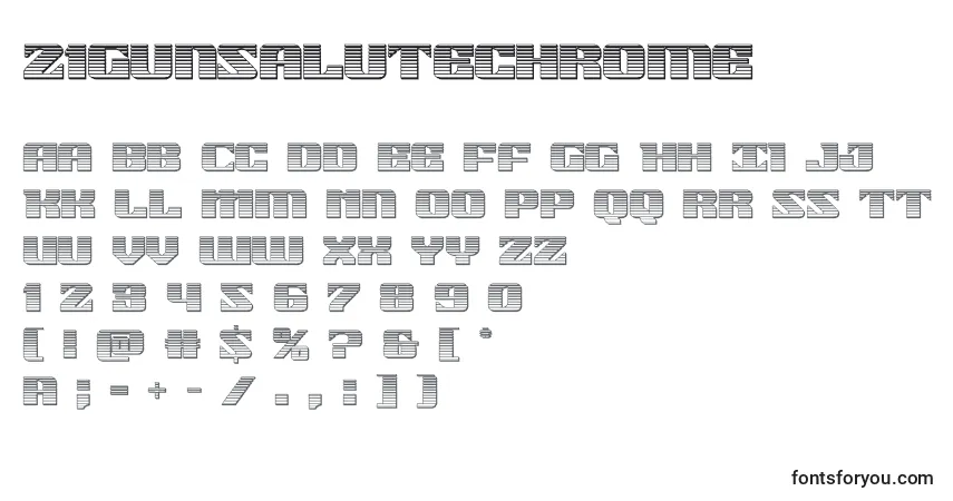 Schriftart 21gunsalutechrome (118496) – Alphabet, Zahlen, spezielle Symbole