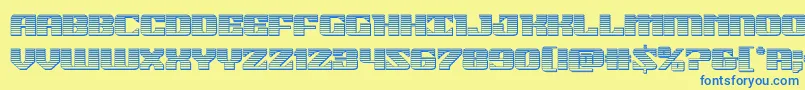 21gunsalutechrome Font – Blue Fonts on Yellow Background