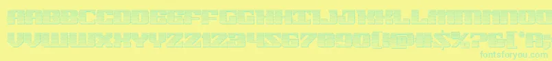 Czcionka 21gunsalutechrome – zielone czcionki na żółtym tle