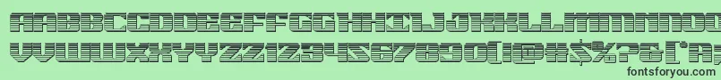 21gunsalutechrome-Schriftart – Schwarze Schriften auf grünem Hintergrund