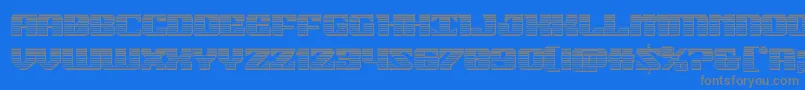 21gunsalutechrome-fontti – harmaat kirjasimet sinisellä taustalla