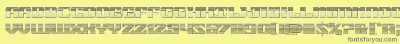 21gunsalutechrome-fontti – harmaat kirjasimet keltaisella taustalla