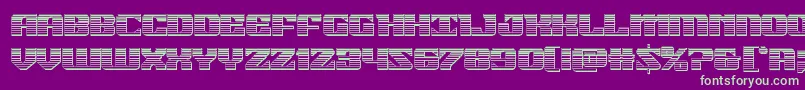 21gunsalutechrome-fontti – vihreät fontit violetilla taustalla